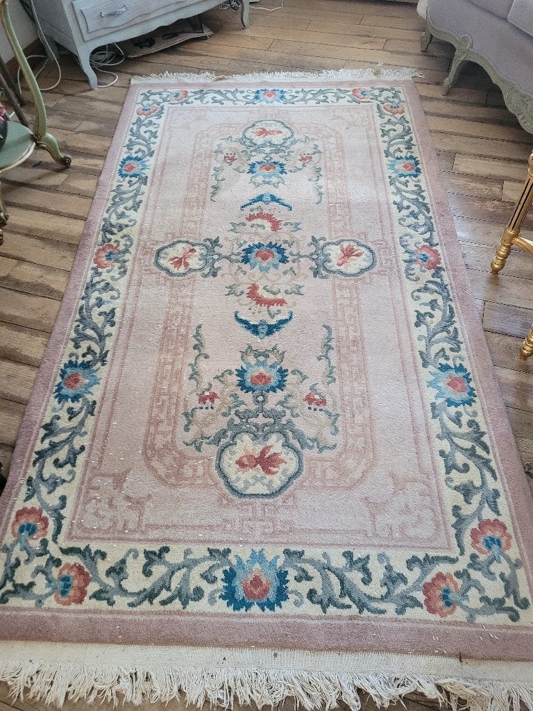 Vintage wollen vloerkleed in pastel tinten, Huis en Inrichting, Stoffering | Tapijten en Kleden, Heikant 21 Kaatsheuvel, 100 tot 150 cm