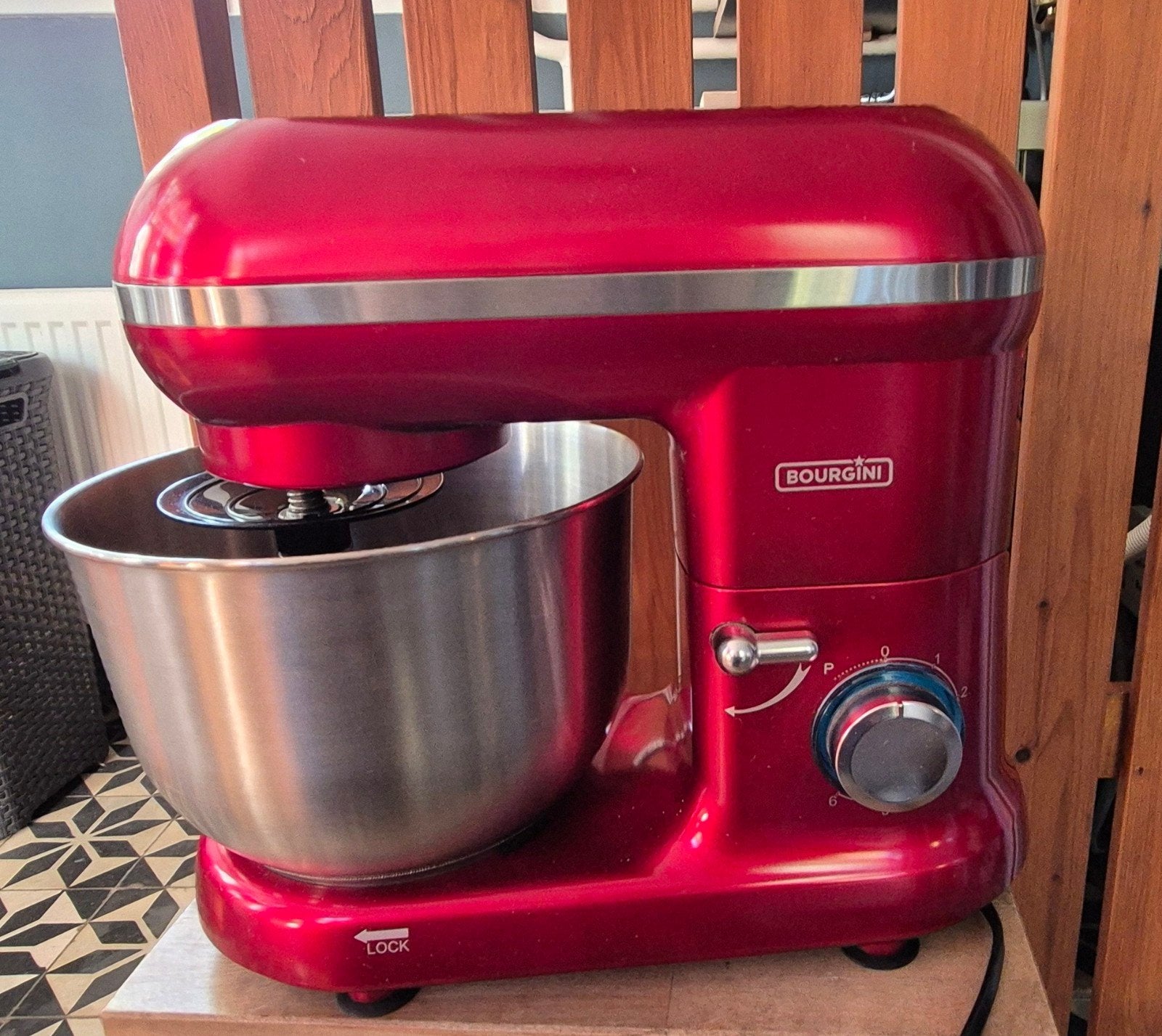Bourgini Kneedmachine met Deeghaken en Klopper - Rood, 3 tot 4 liter, Ophalen, Gebruikt, 3 snelheden of meer