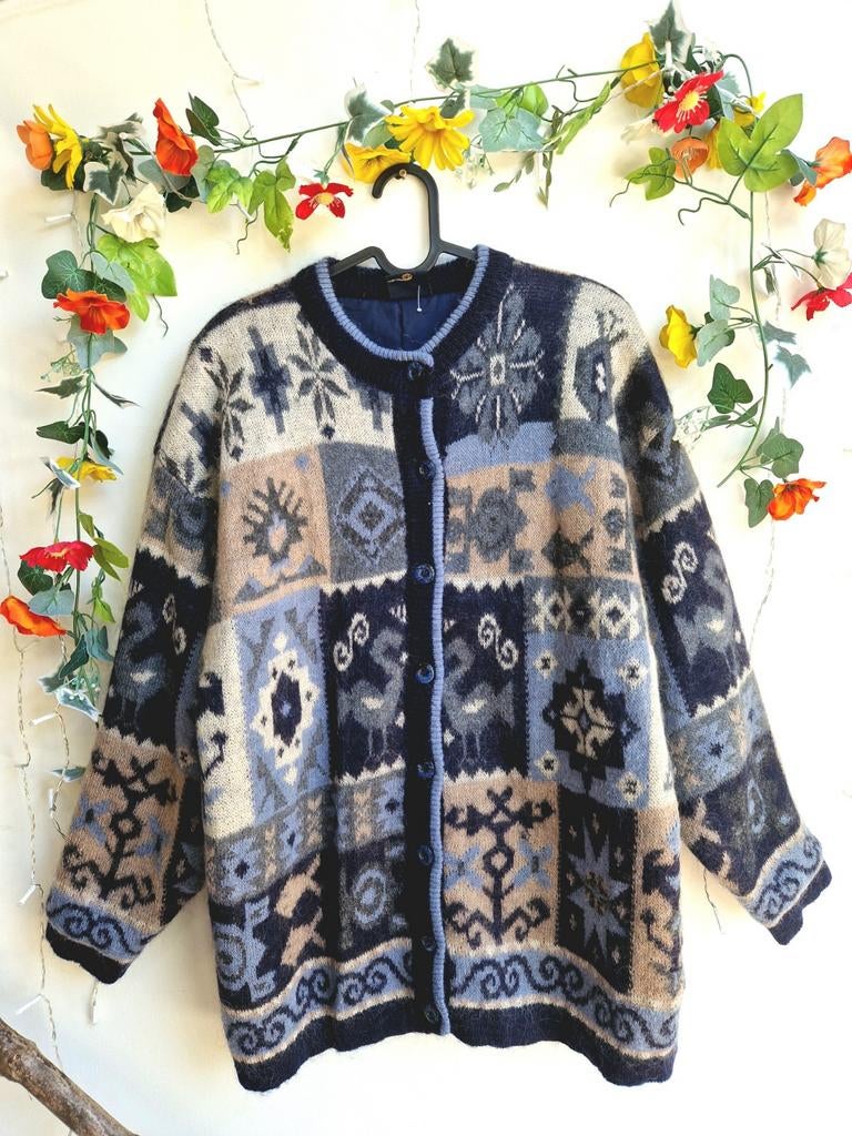 Prachtig vintage zacht gekleurd uniek mohair vest, Ophalen of Verzenden, Maat 42/44 (L)
