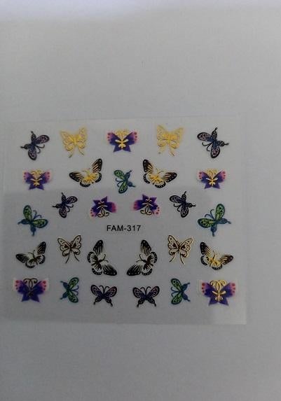 Velletje nagel water decals stickers FAM-317 vlinders, Verzenden, Nieuw, Handen en Nagels, Goud