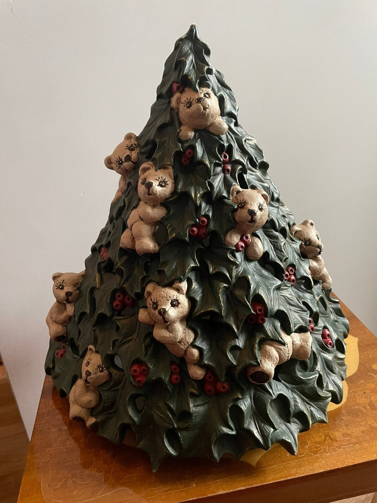 Vintage keramiek kerstboom met beertjes jaren 70, Diversen, Kerst, Ophalen, Gebruikt