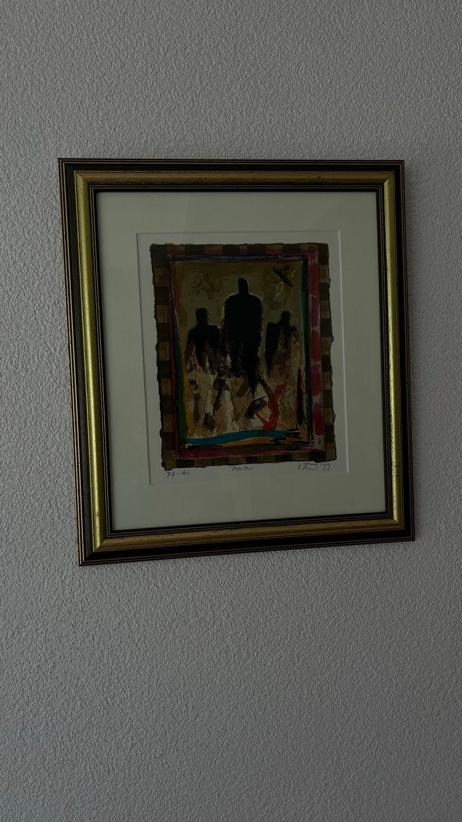 Abstracte figuren in gemengde techniek, gesigneerd, Antiek en Kunst, Kunst | Schilderijen | Klassiek, Ophalen, Abstract, Portret of Personen