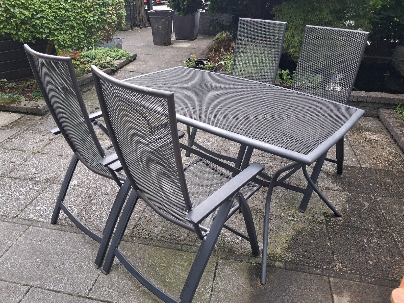 tuinset, Tuin en Terras, Ophalen, 4 zitplaatsen, Gebruikt, Aluminium