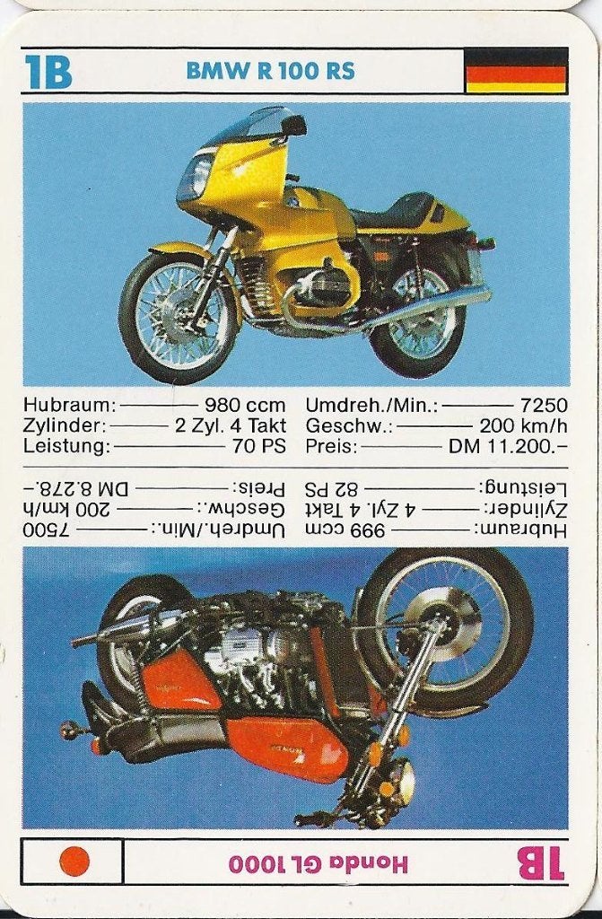 C428 motorkaartje 1b bmw r 100 rs - honda gl 1000, Verzenden, Zo goed als nieuw, Auto's