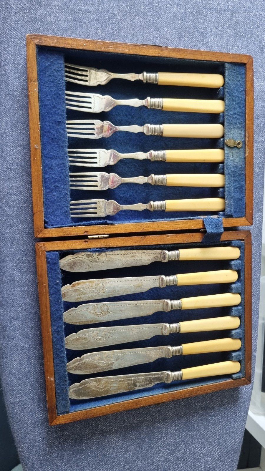 antiek zilveren visbestek, Ophalen of Verzenden