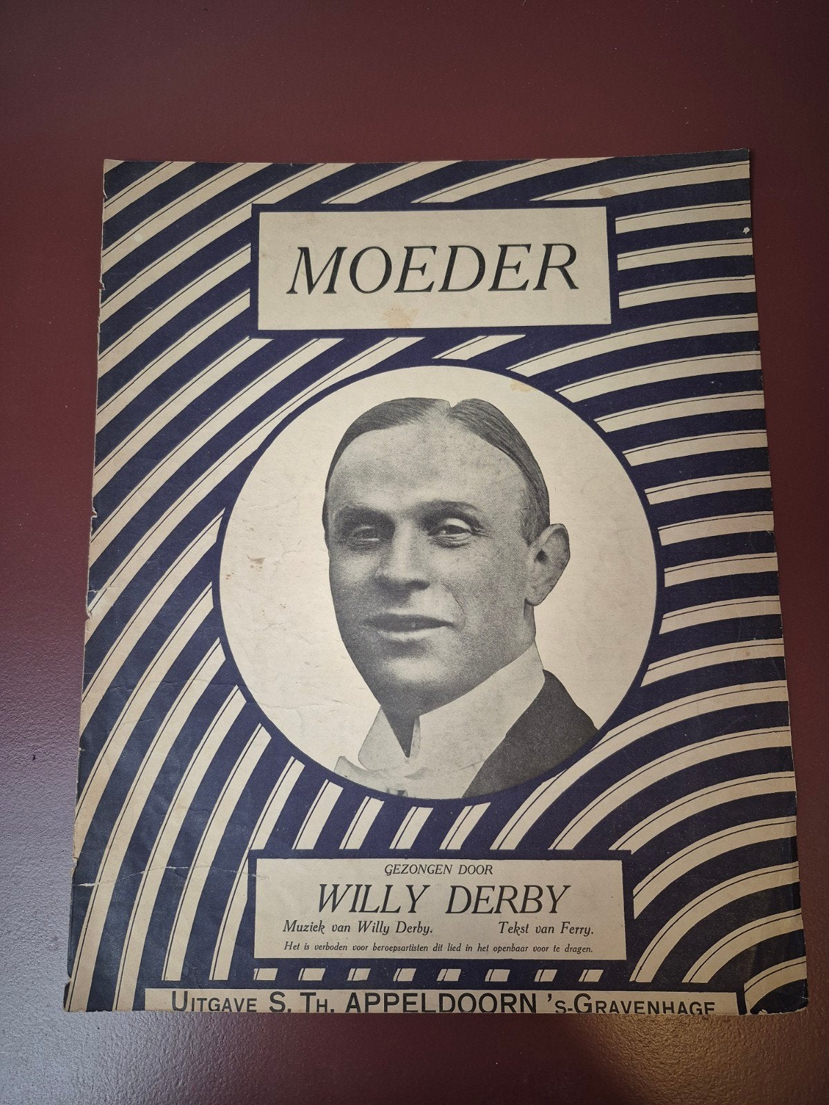 Moeder - Willy Derby bladmuziek (zang en piano), Muziek en Instrumenten, Zang, Gebruikt, Ophalen of Verzenden, Artiest of Componist