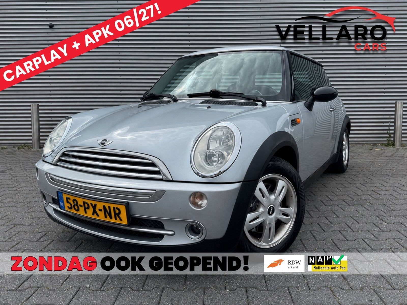 Mini ONE 1.6 NAP | APK | CARPLAY | AIRCO | DEALER ONDERHOUD, Auto's, Mini, Voorwielaandrijving, Zwart, 4 cilinders, 4 stoelen