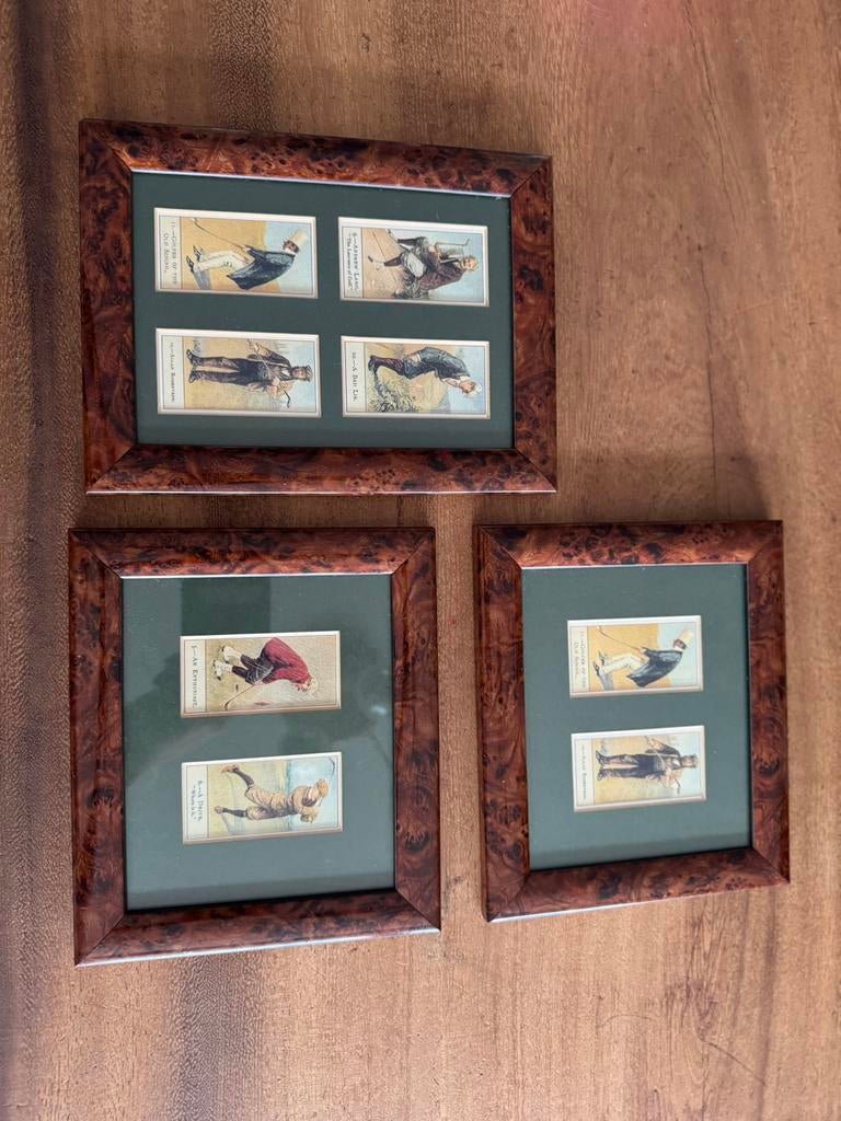 3 Schilderij tjes golvers golf engels uk, Ophalen, Zo goed als nieuw, Hout, Minder dan 50 cm