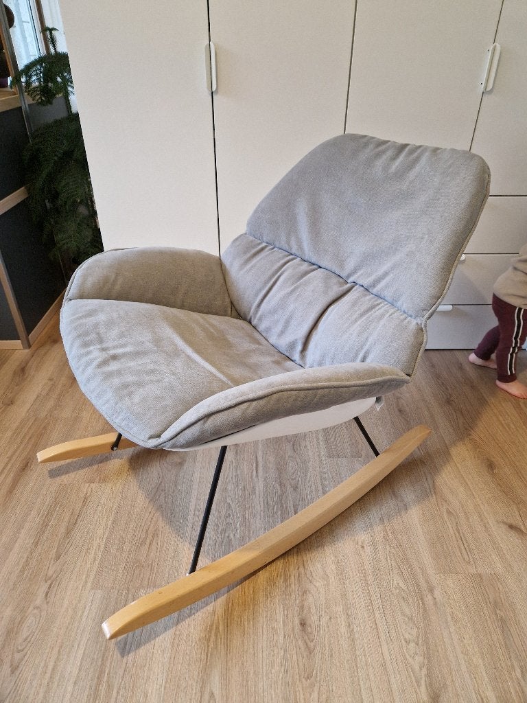 Childhome Schommelstoel Rocking Chair Lounge Wit/Grijs, Ophalen, 75 tot 100 cm, 75 tot 100 cm, Stof