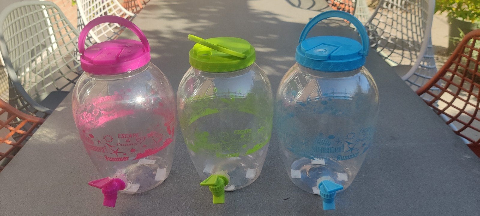 3 Limonade Containers met Tap - 4 Liter - Kinderfeestjes, Ophalen, Kunststof, Meerkleurig, Overige typen