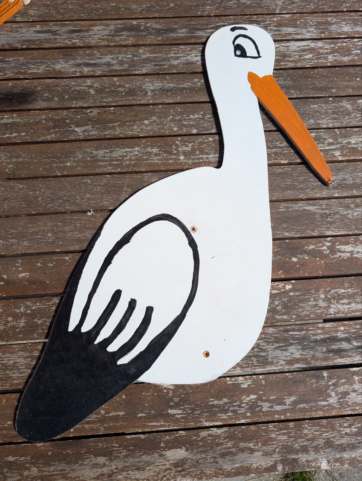 Ooievaar decoratie voor geboorte of tuin, Ophalen, Hout, Gebruikt, Meerkleurig
