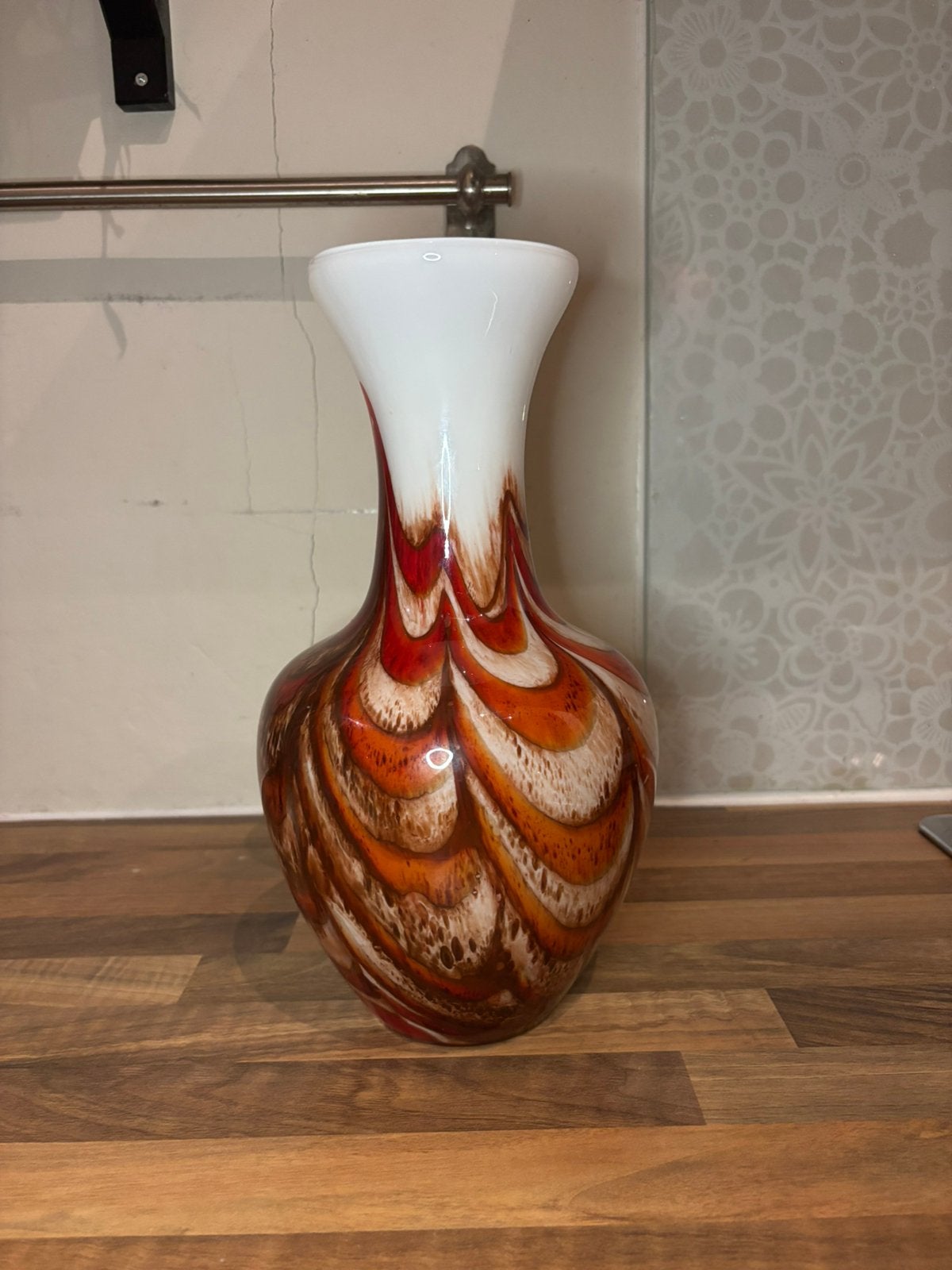 Vintage Italiaanse handgeblazen vaas – jaren 70 – 32 cm, Ophalen of Verzenden