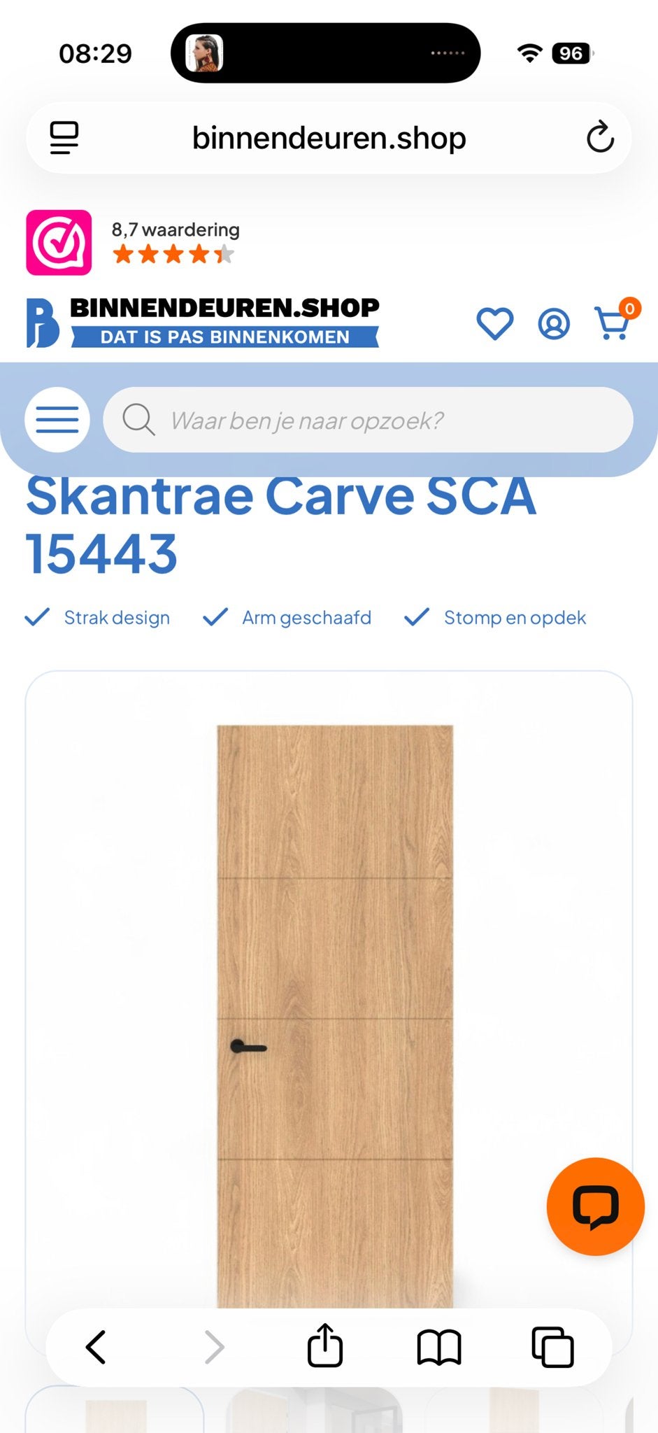 Skantrae Carve SCA 15443 Binnendeur - Nieuwstaat, Ophalen, 80 tot 100 cm, Binnendeur, Nieuw