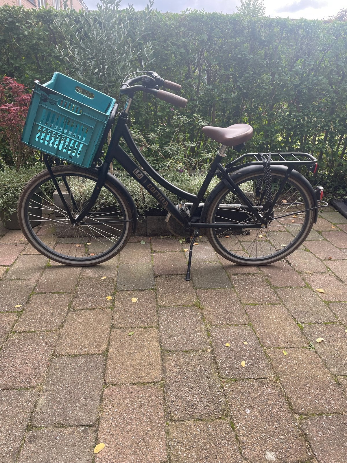 Cortina U4 Transportfiets Dames - Zwart met krat - 24 inch, Terugtraprem, Versnellingen, Zo goed als nieuw, 50 tot 53 cm