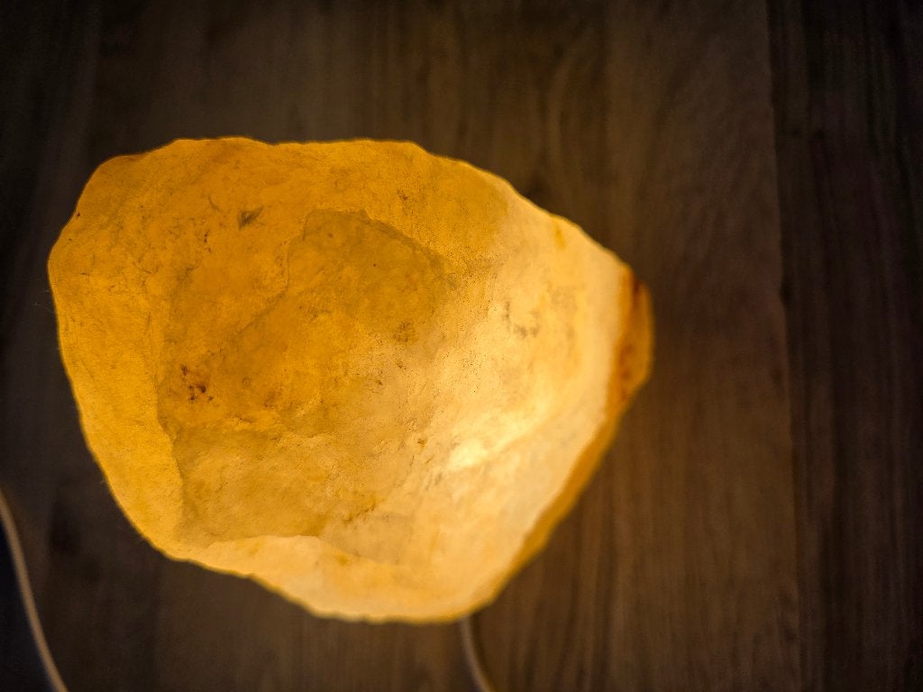 Zoutlamp himalaya, Huis en Inrichting, Lampen | Tafellampen, Gebruikt, Overige merken, Oranje, Natuurlijk materiaal