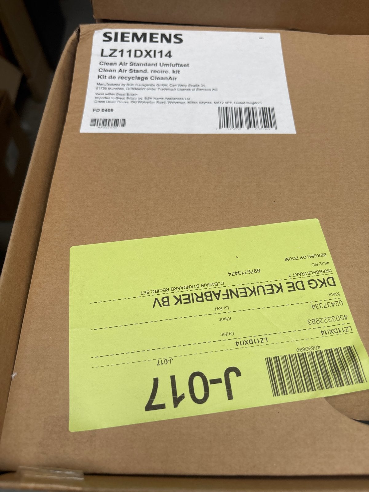 Siemens Clean Air recirculatie starterkit LZ11DXI14, Witgoed en Apparatuur, Afzuigkappen, Ophalen, Overige typen, Nieuw, Vrijstaand