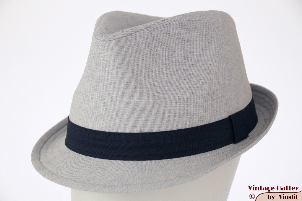 Gleufhoed Trilby Hawkins beige blauw of grijs 58, 59, 60 new, Hoed, Hawkins, Nieuw, Ophalen of Verzenden