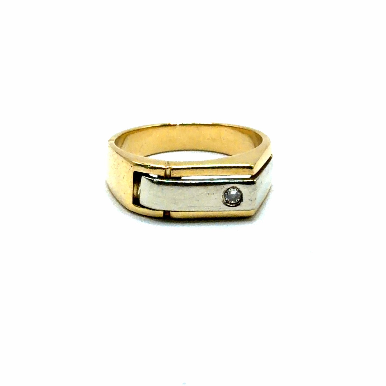 Gouden heren ring 18kt met diamant, maat 22, 20 of groter, Nieuw, Ophalen of Verzenden, W