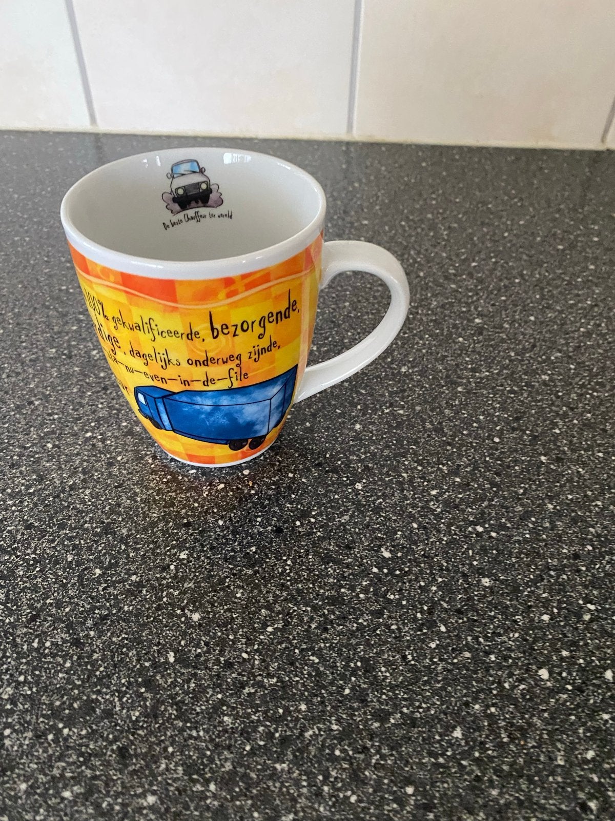 Mok "De beste chauffeur ter wereld" - H&H Fine Porcelain, Overige typen, Ophalen of Verzenden, Zo goed als nieuw, Steen/keramiek