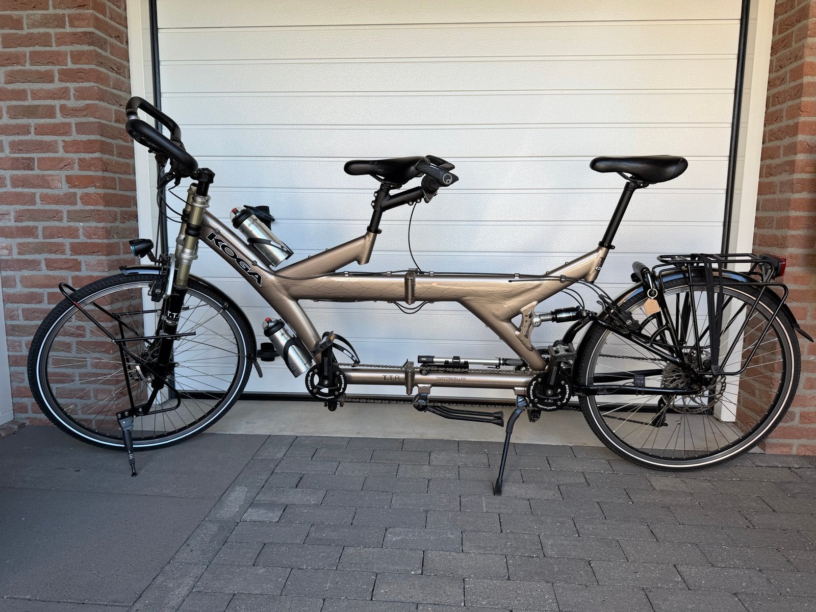 Koga TwinTraveller opvouwbare Tandem met fietsdrager -tassen, Opvouwbaar, Velgrem, Zo goed als nieuw, 51 tot 55 cm