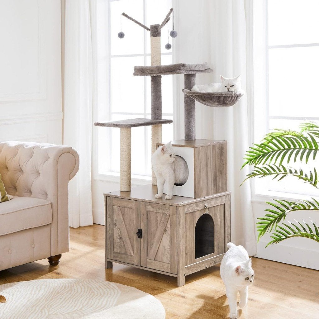 Foto 8 van Nieuw Kattenmeubel- krabpaal met kattenbak-60L x 48B x 150cm