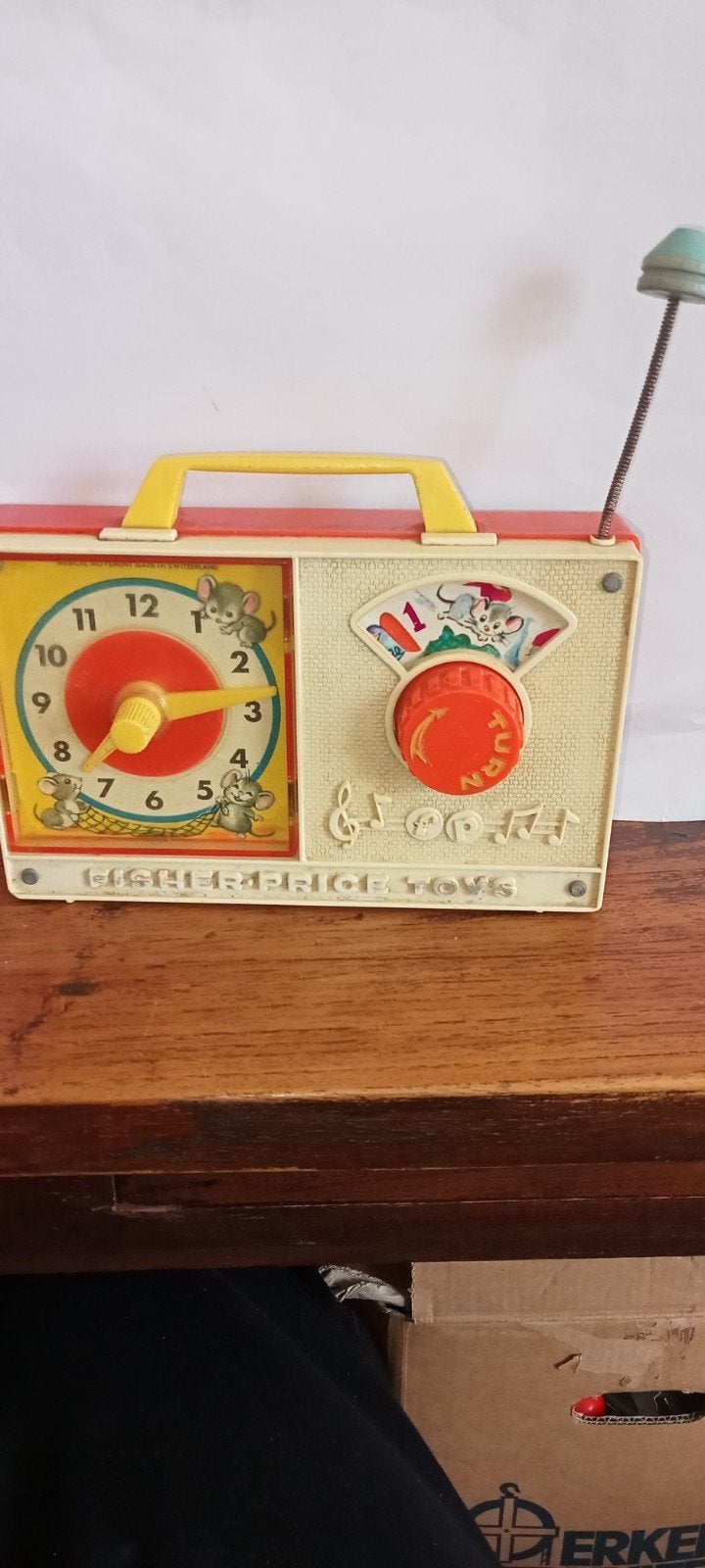 Vintage Fisher-Price Radio met Klok en Muziek, Ophalen of Verzenden, Gebruikt, Overige typen, Met geluid