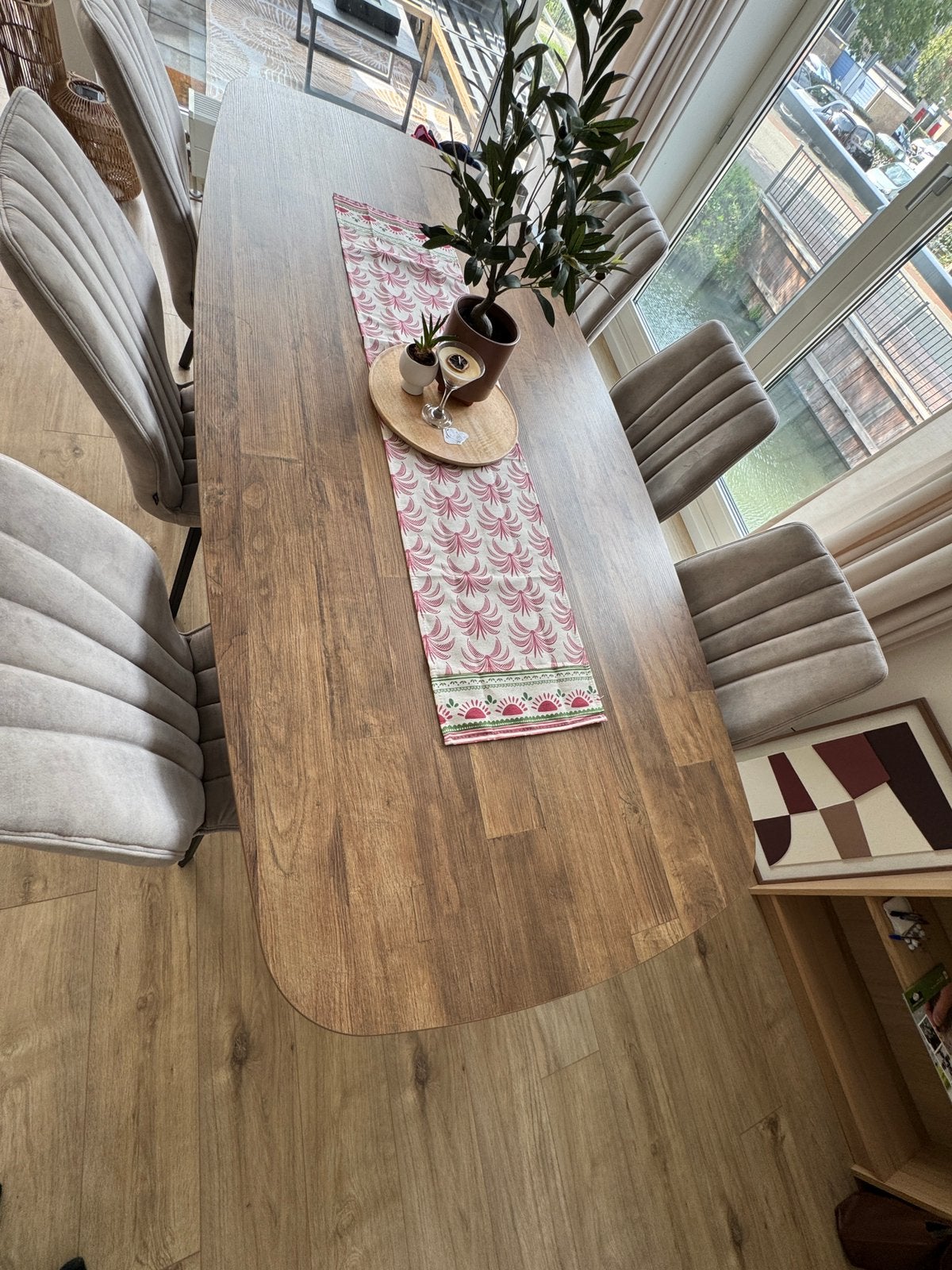 Eiken/ walnoot eettafel, Huis en Inrichting, Ophalen, Overige materialen, Gebruikt, 200 cm of meer