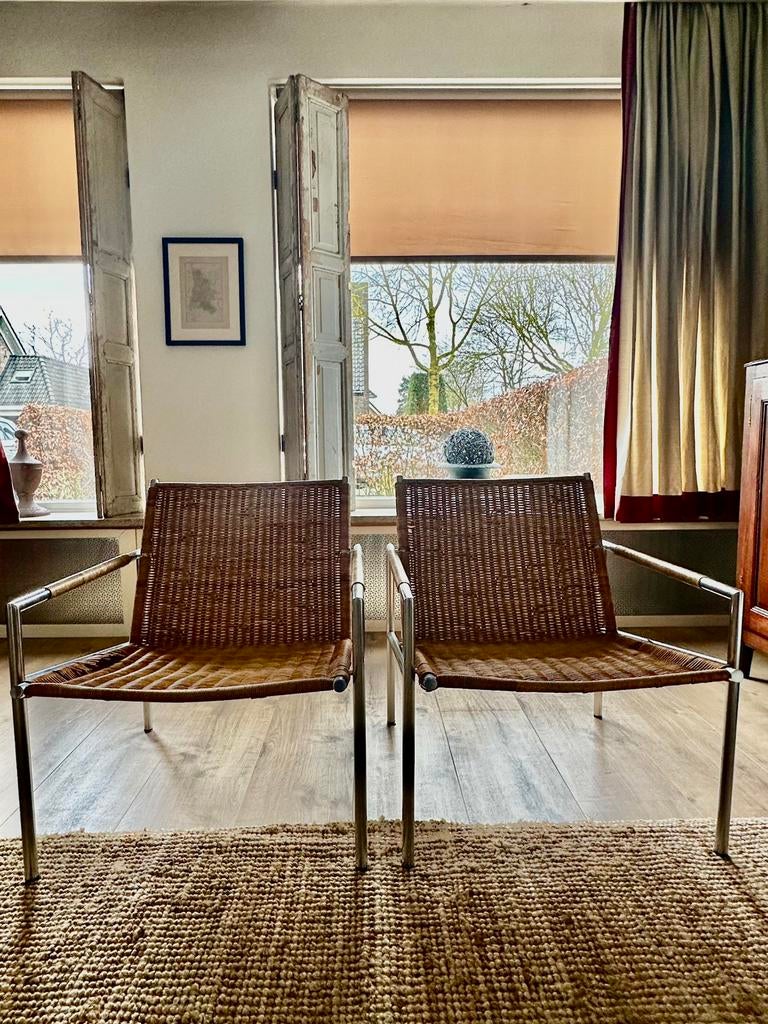 Martin Visser stoelen SZ01(2x), Huis en Inrichting, Ophalen, Gebruikt, Riet of Rotan, Twee
