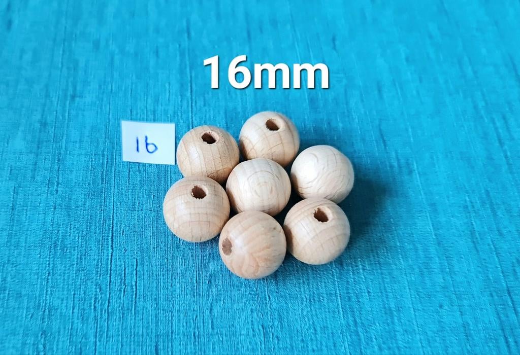 Beukenhouten kralen 16mm - per 6 stuks, Verzenden, Nieuw, Kraal