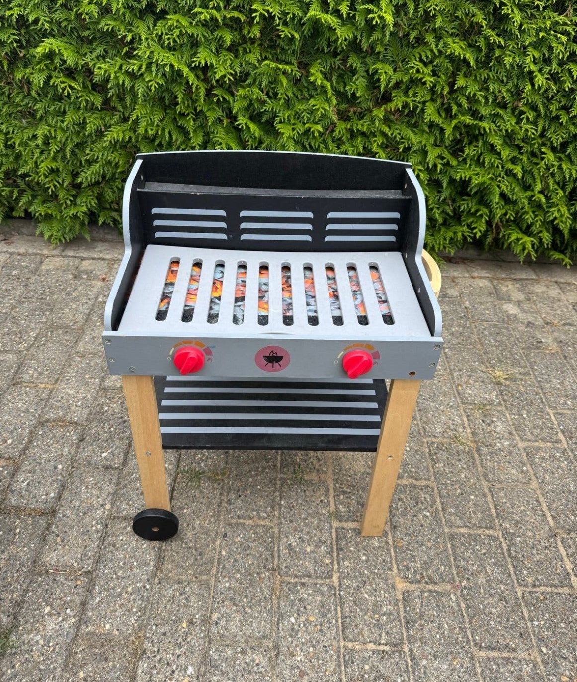 Houten Kinder BBQ - Speelgoed Barbecue voor Kinderen, Kinderen en Baby's, Ophalen of Verzenden, Zo goed als nieuw