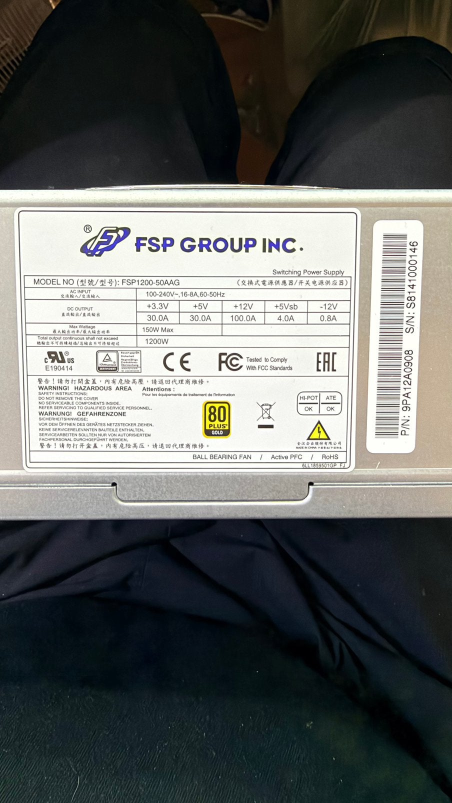 1200W 80+ Gold ATX Voeding FSP Group FSP1200‑50AAG, Computers en Software, Verzenden, Nieuw
