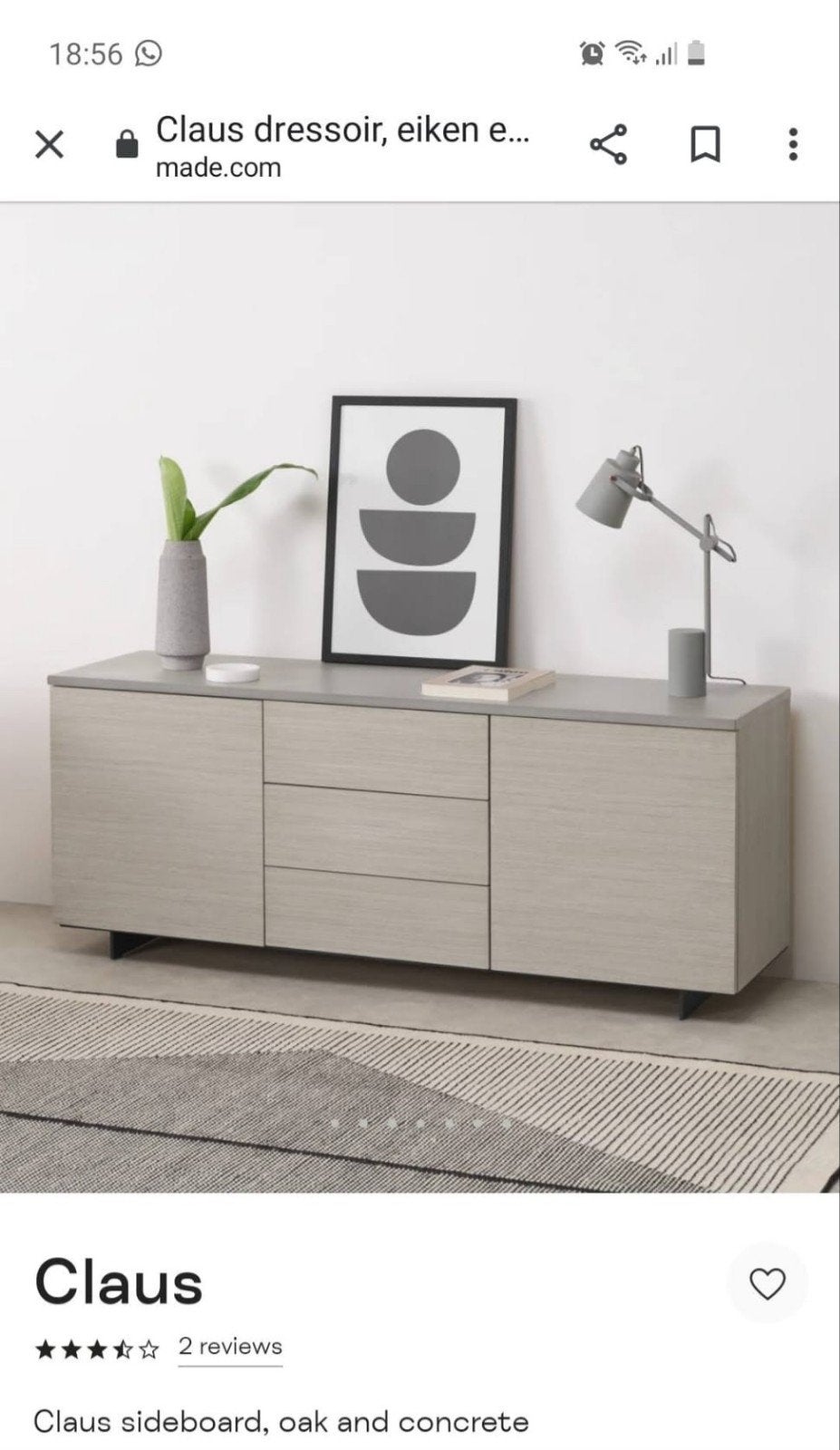 MADE Claus & Boone- TV-meubel,dressoir,eettafel + 6 stoelen, Ophalen of Verzenden, Zo goed als nieuw, 25 tot 50 cm, Eikenhout