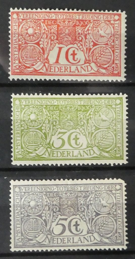 1906 Tuberculose zegels 84-86 ongebruikt (B1-16), Postzegels en Munten, Verzenden, T/m 1940
