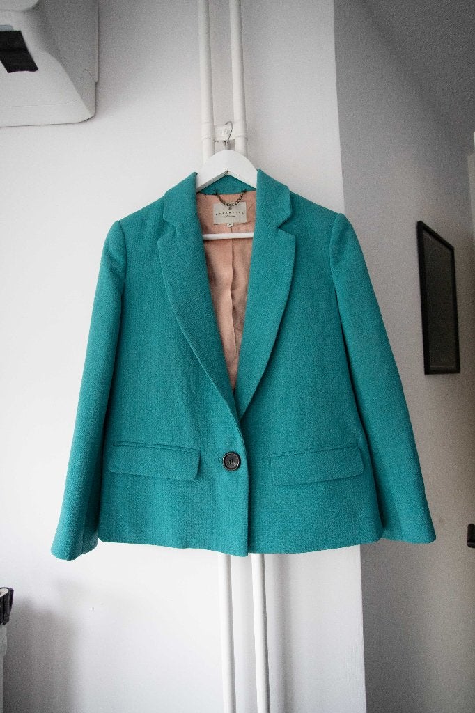 Turquoise blazer / jasje Essentiel Antwerp maat 36, Blauw, Ophalen of Verzenden, Zo goed als nieuw, Essentiel Antwerp