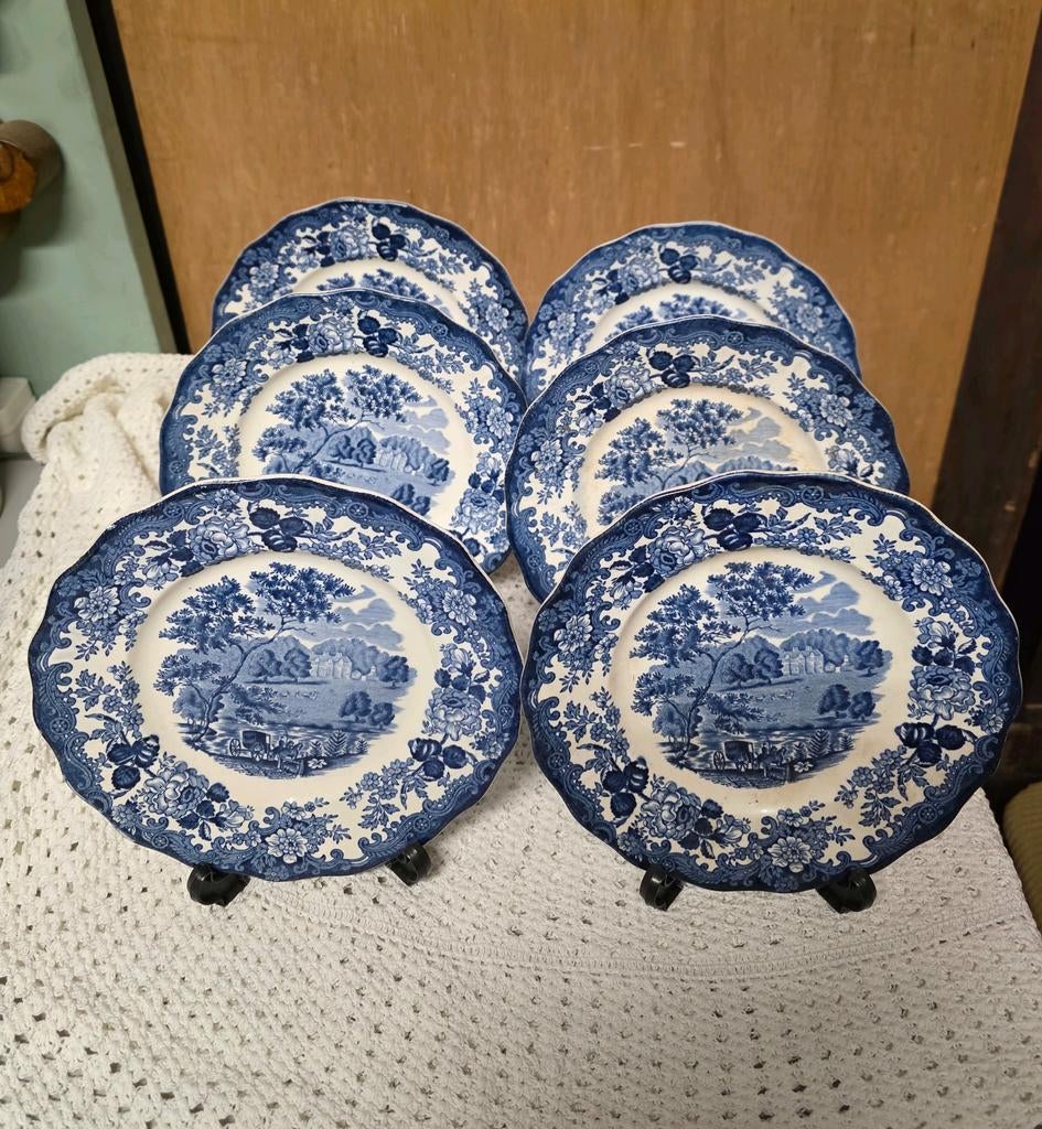 Palissy Avon Scenes borden, blauw-wit, 6 stuks, Antiek en Kunst, Ophalen of Verzenden