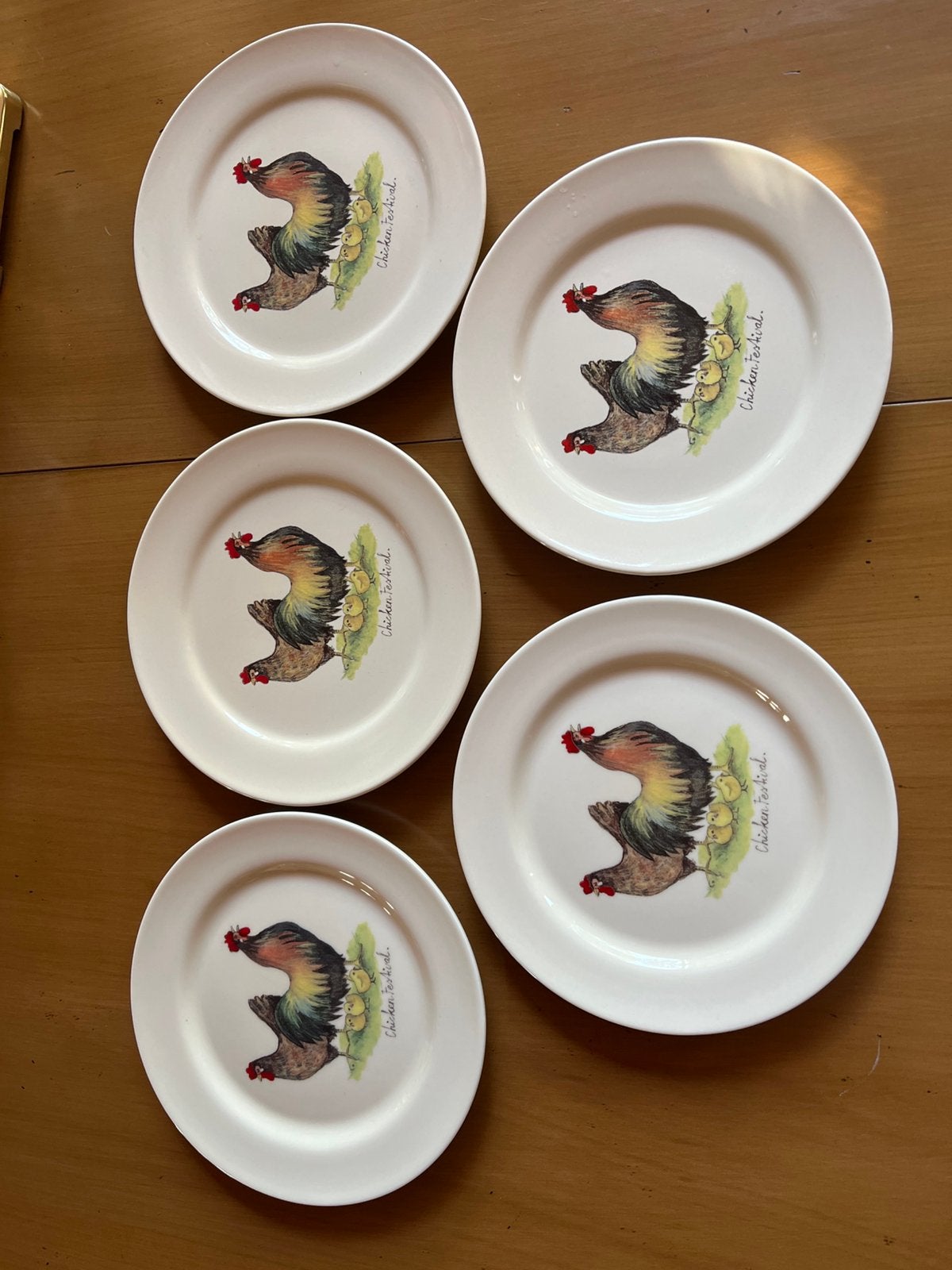 Jet ter Steege Chicken Festival 5 stuks gebaksbordjes 17 cm, Landelijk/Boerenbont, Nieuw, Ophalen of Verzenden, Bord(en)