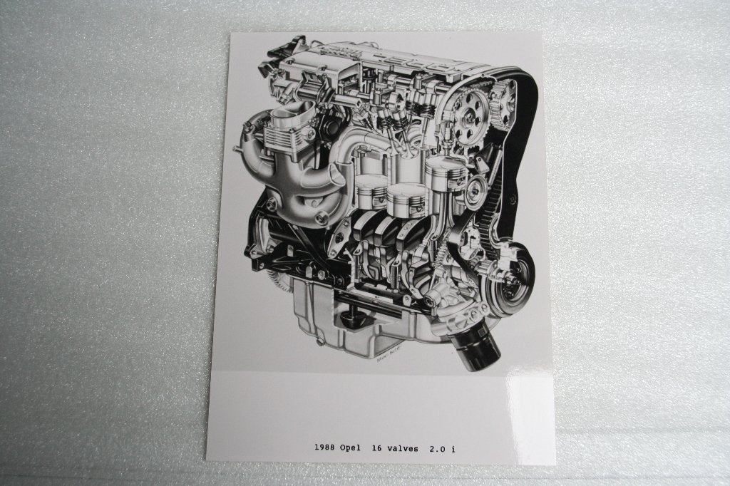 Persfoto Opel 16V 2.0i motorblok (1988) (14), Ophalen of Verzenden, Nieuw, Opel