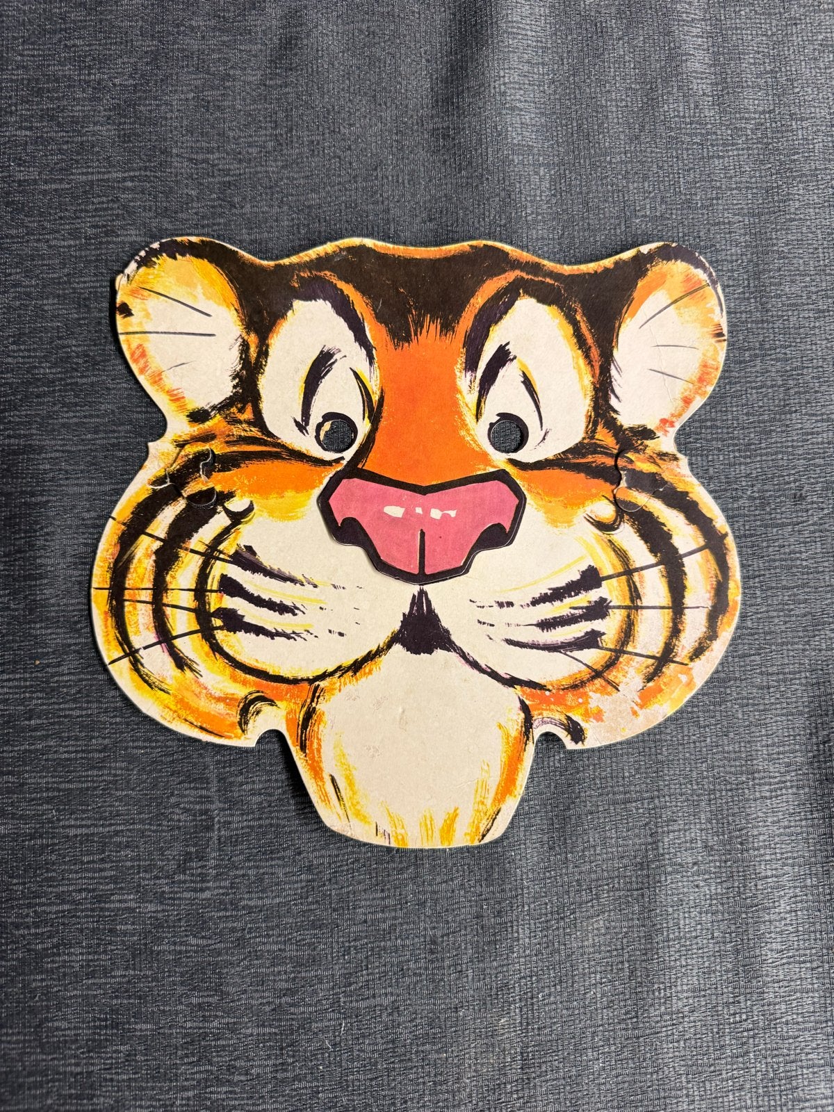 Vintage Tijger Masker - Jaren '60 Kartonnen Feestmasker, Gebruikt, ., Ophalen of Verzenden, .