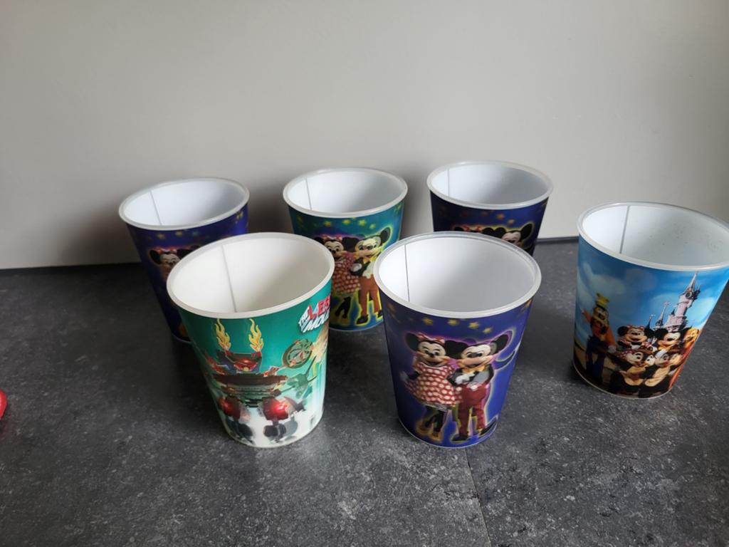 Disney en Lego Movie Bekers - Set van 8, Ophalen of Verzenden, Mickey Mouse, Gebruikt, Servies