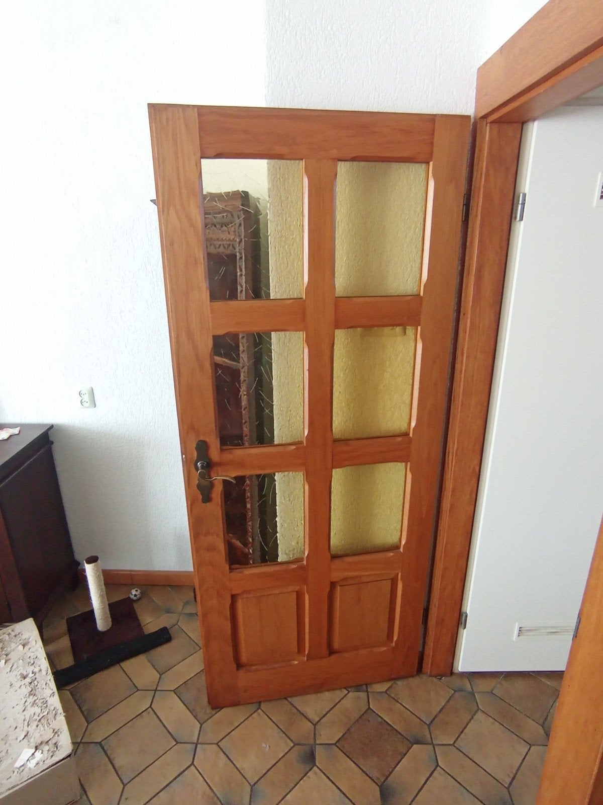 massief houten deuren met glas 2 stuks, Ophalen, Glas, Binnendeur, 200 tot 215 cm