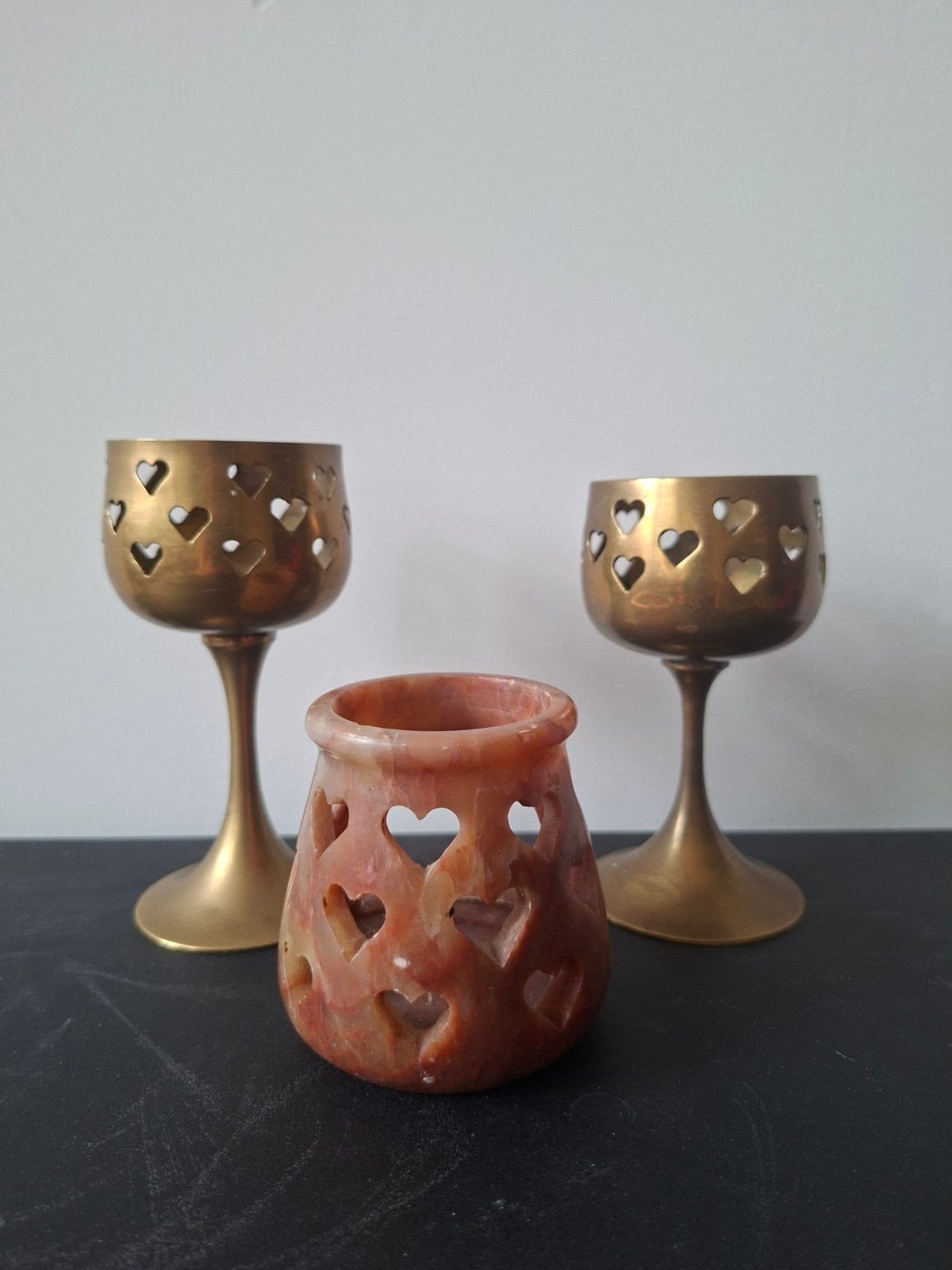Set van 3 waxinelichtje houders - Hartjes, Ophalen