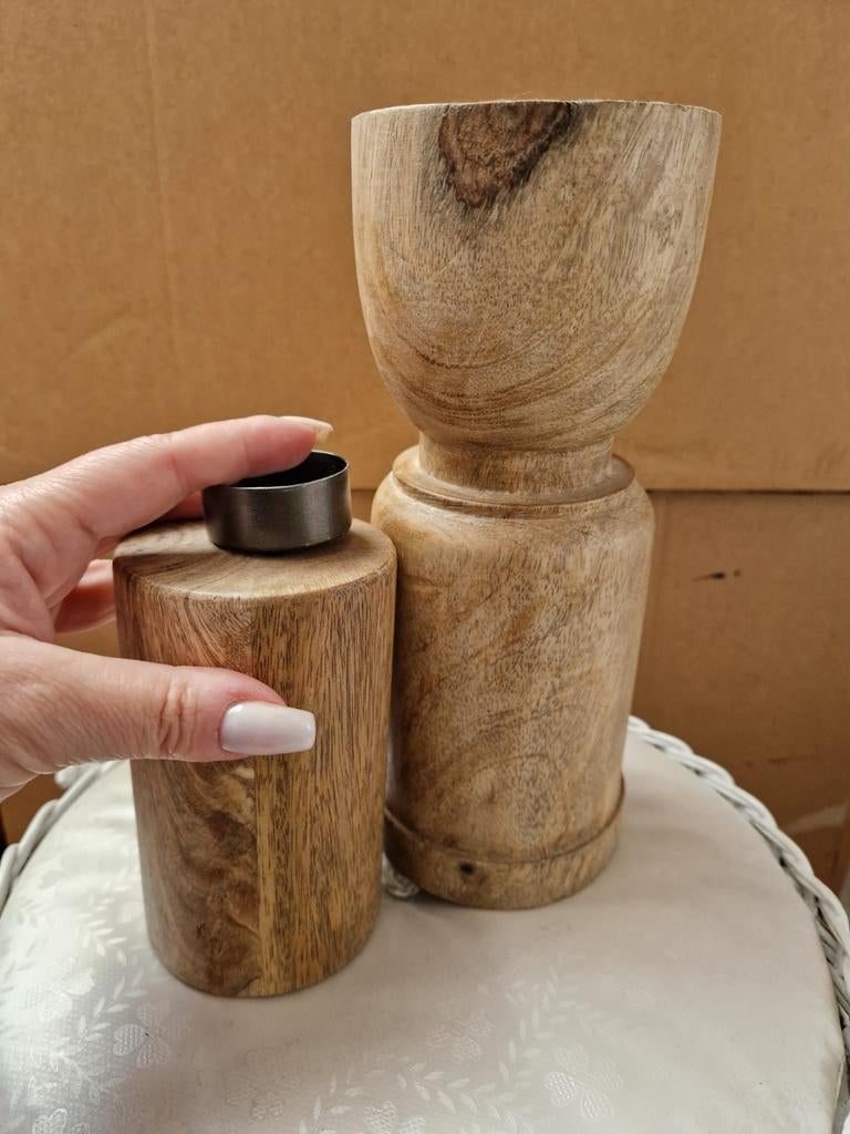 Kaarsenhouders, Ophalen of Verzenden, Zo goed als nieuw, Hout, Kandelaar