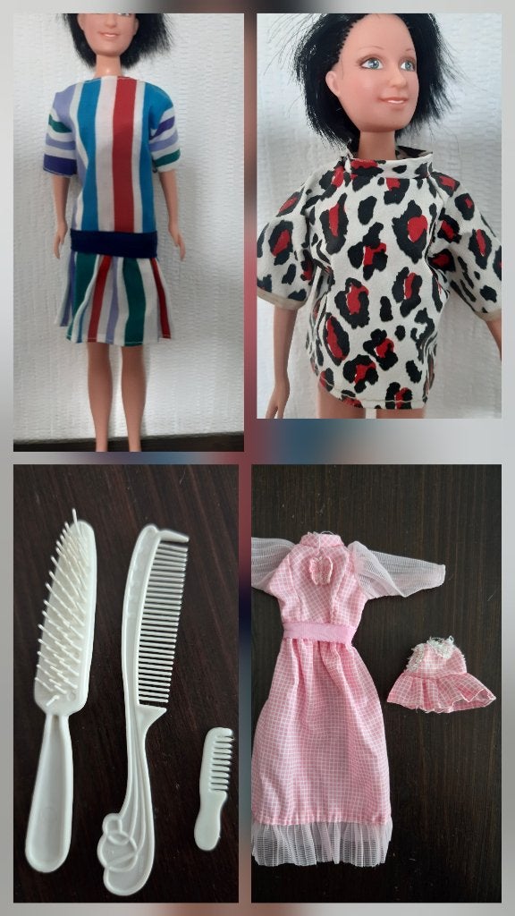 Barbie jurkjes+ Mattel borstel +kam excl. pop, Ophalen of Verzenden, Zo goed als nieuw, Kleertjes