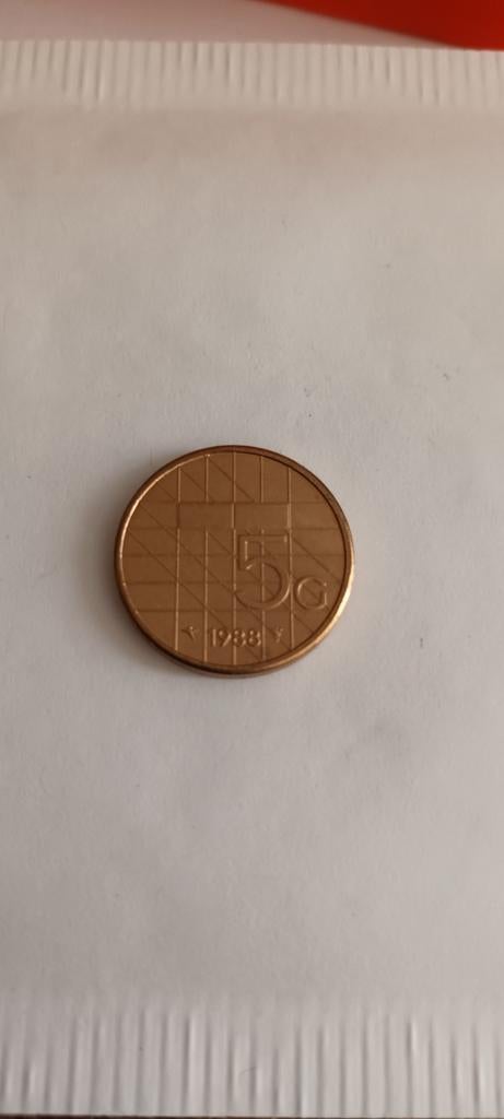 Nederlandse 5 gulden munt 1988 Koningin Beatrix, Ophalen of Verzenden, Koningin Beatrix, 5 cent, Losse munt