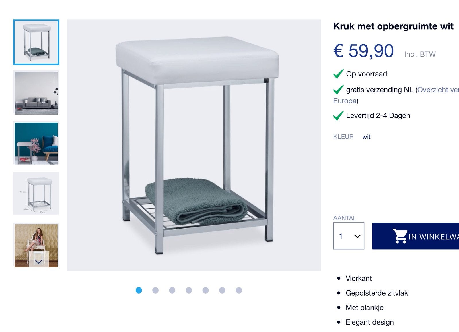 Krukje vierkant wit/zilverkleur, Ophalen of Verzenden, Nieuw