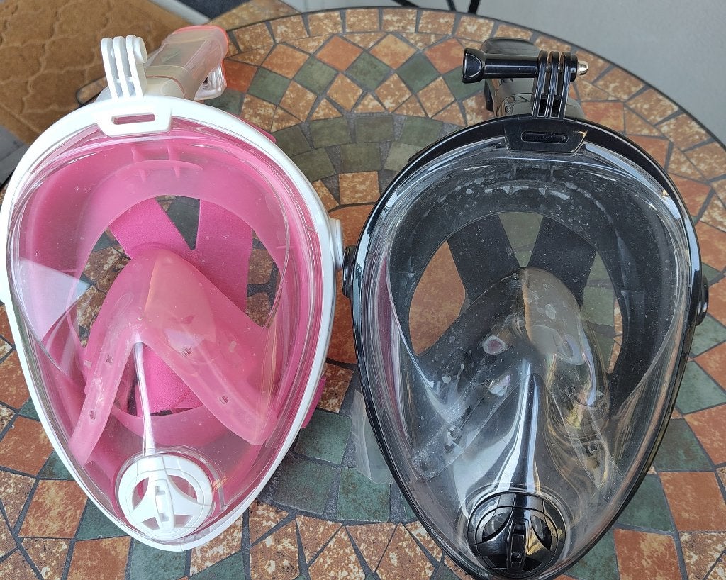 Snorkeling masks/Snorkelmasker full face x 2, Ophalen, Zo goed als nieuw, Snorkelmasker