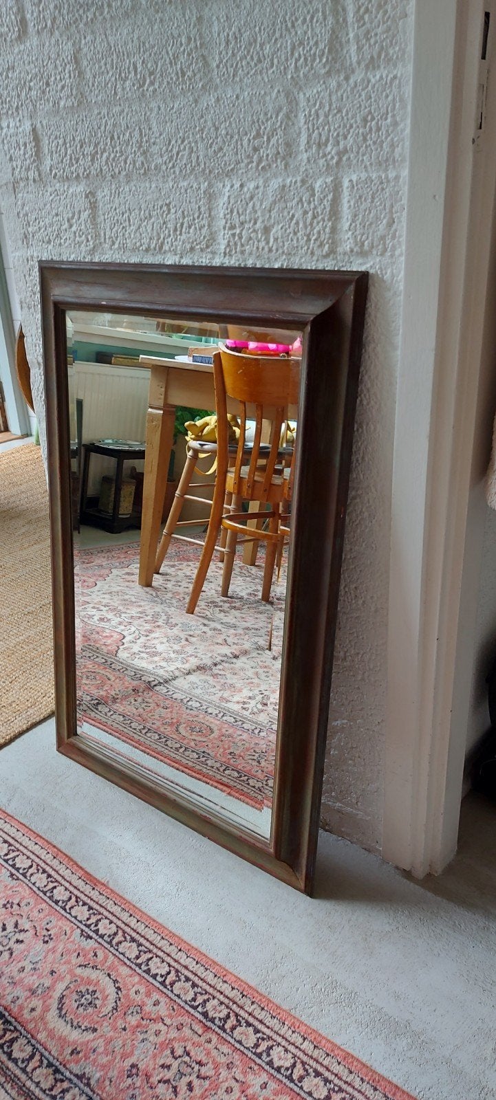 Facet geslepen spiegel in lijst., Antiek en Kunst, Ophalen, Rechthoekig, 50 tot 100 cm