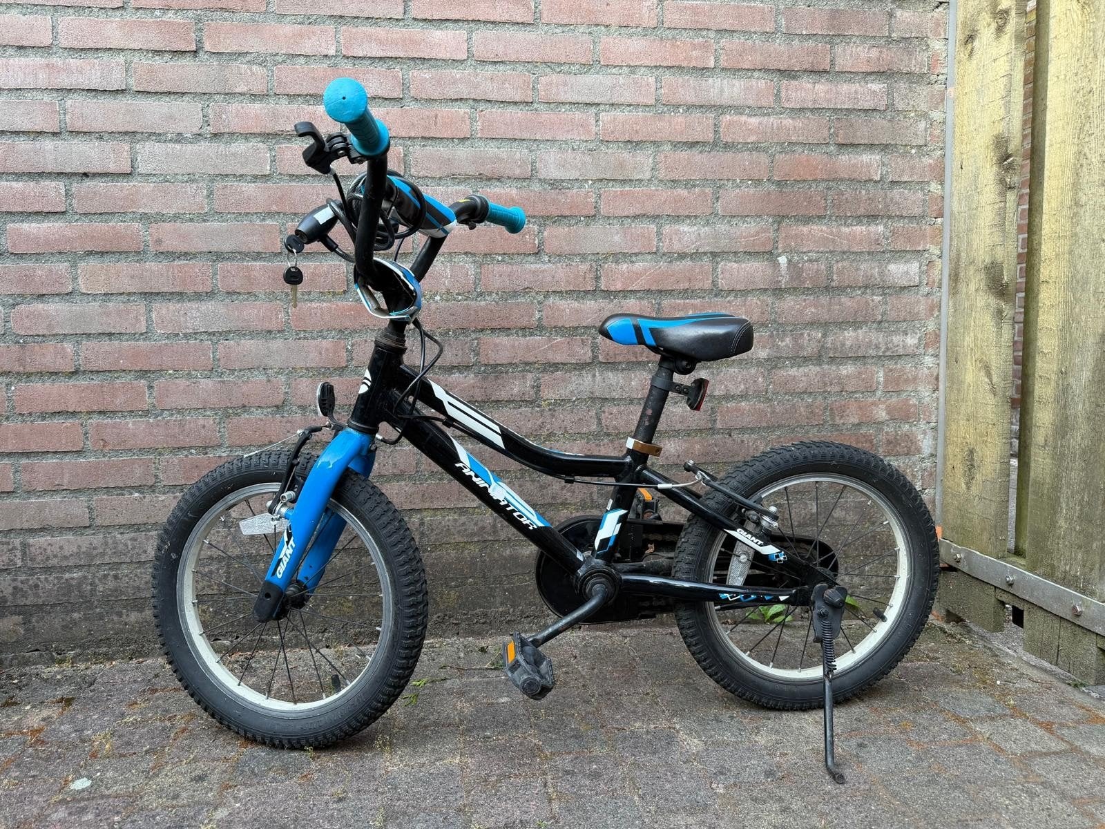 Giant Animator Kinderfiets 16 inch - Zwart/Blauw, Ophalen, Gebruikt, 16 tot 20 inch