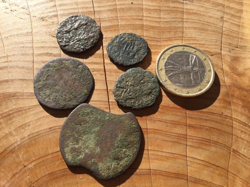 5 oude munten, waaronder Romeinse munten, Ophalen of Verzenden, Overige landen, Losse munt