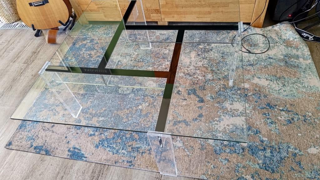 Salontafel glas 90x90 40cm hoog, Huis en Inrichting, Tafels | Salontafels, Ophalen, 50 tot 100 cm, Modern strak, 50 tot 100 cm